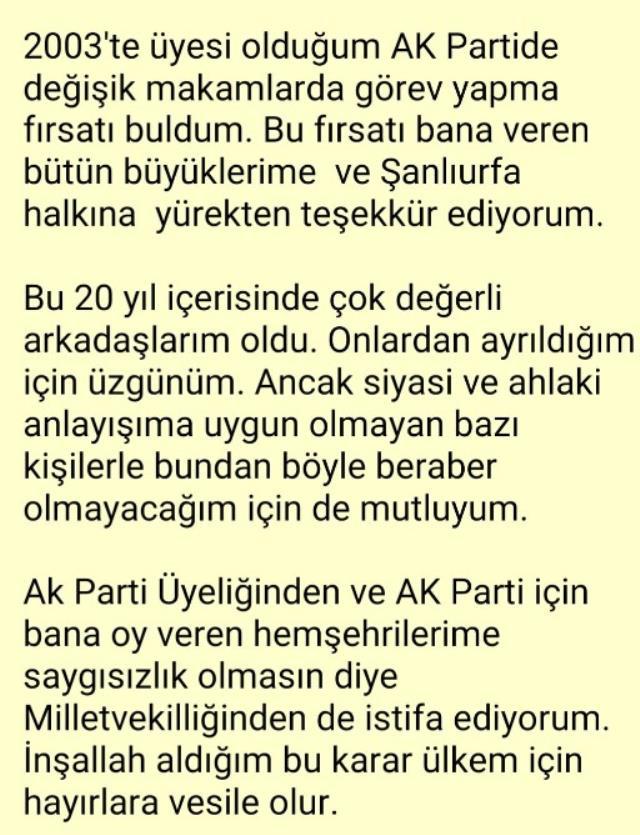 AK Partili Ahmet Eşref Fakıbaba milletvekilliğinden ve partisinden istifa etti