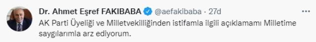 AK Partili Ahmet Eşref Fakıbaba milletvekilliğinden ve partisinden istifa etti