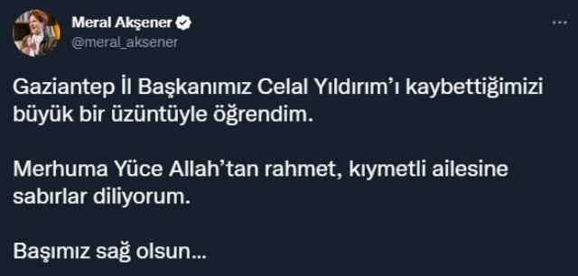 İYİ Parti'yi yasa boğan ölüm! Gaziantep İl Başkanı Celal Yıldırım hayatını kaybetti