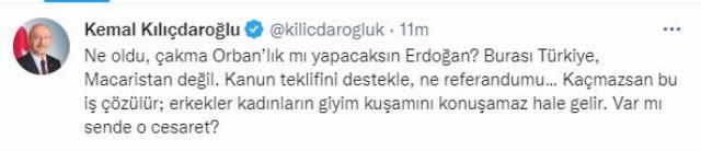 Cumhurbaşkanı Erdoğan'ın referandum çağrısı sonrası Kılıçdaroğlu'ndan başörtüsü çıkışı: Yasağı kaldıran bu kardeşinizdir Cumhurbaşkanı Erdoğan'ın referandum çağrısı sonrası Kılıçdaroğlu'ndan başörtüsü çıkışı: Yasağı kaldıran bu kardeşinizdir