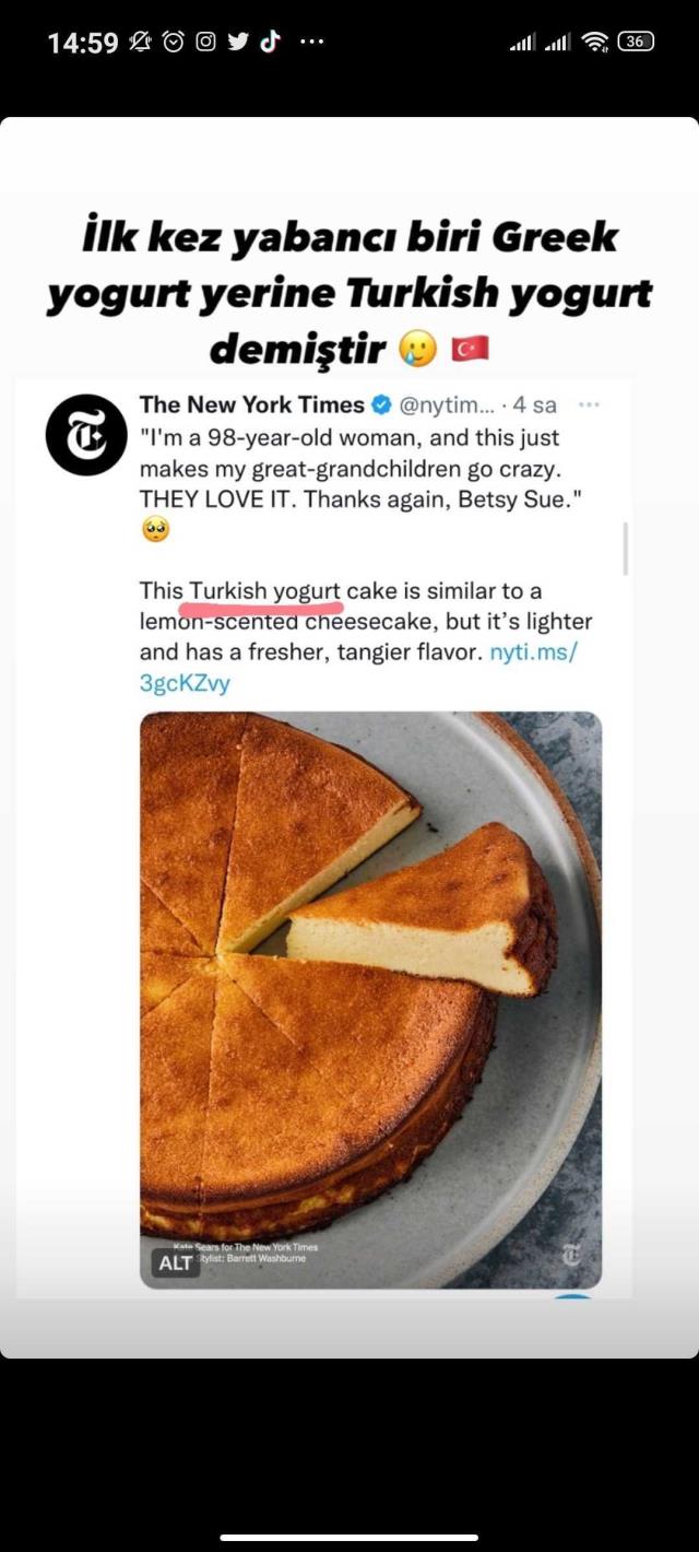 New York Times'ın 'Türk yoğurdu' paylaşımı bazı kullanıcıların canını sıktı New York Times'ın 'Türk yoğurdu' paylaşımı bazı kullanıcıların canını sıktı
