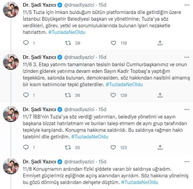 İBB'nin açılışında saldırıya uğrayan Tuzla Belediye Başkanı Şadi Yazıcı'dan ilk açıklama