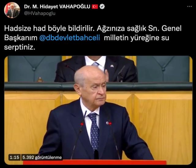 MHP'li vekil, Bahçeli'nin Mahir Ünal'a yönelik tepkisini böyle paylaştı: Hadsize had böyle bildirilir