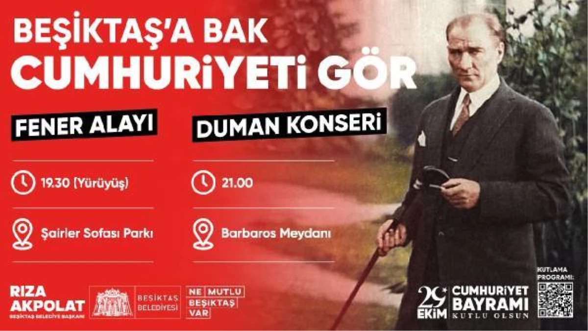 Cumhuriyet\'in 99\'uncu yılı Beşiktaş\'ta fener alayı ve Duman konseri ile kutlanacak