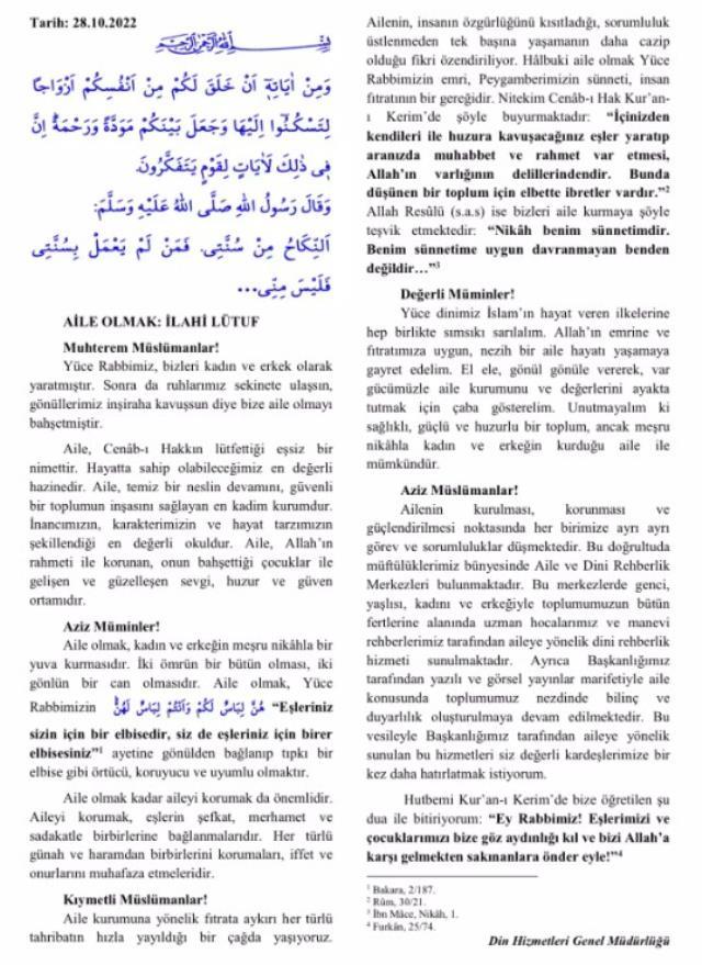 Diyanet, 28 Ekim Cuma hutbesi yayındı! Cumhuriyet ve Atatürk'ün yer almaması tepki çekti Diyanet, 28 Ekim Cuma hutbesi yayındı! Cumhuriyet ve Atatürk'ün yer almaması tepki çekti