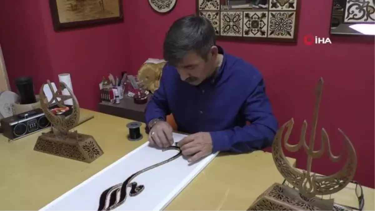 Erzurum'un tek ahşap yakma ve naht sanatı ustası birbirinden güzel eserler ortaya çıkartıyor
