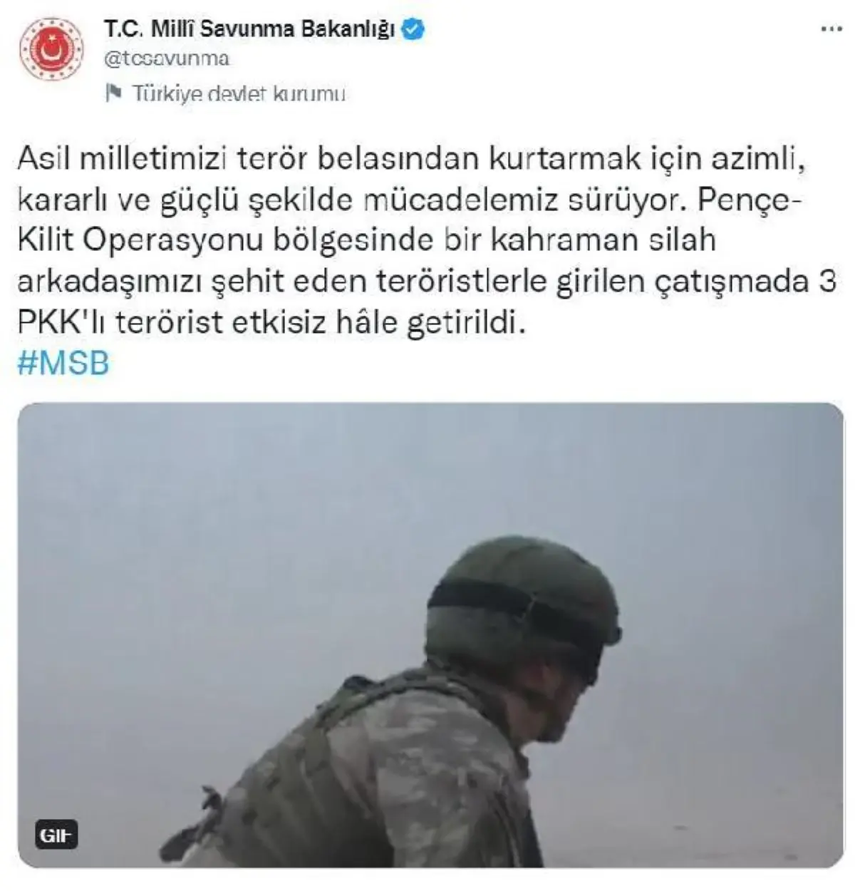 Son dakika haberi! MSB: 1 askerin şehit olduğu Pençe-Kilit bölgesinde 3 terörist etkisiz hale getirildi