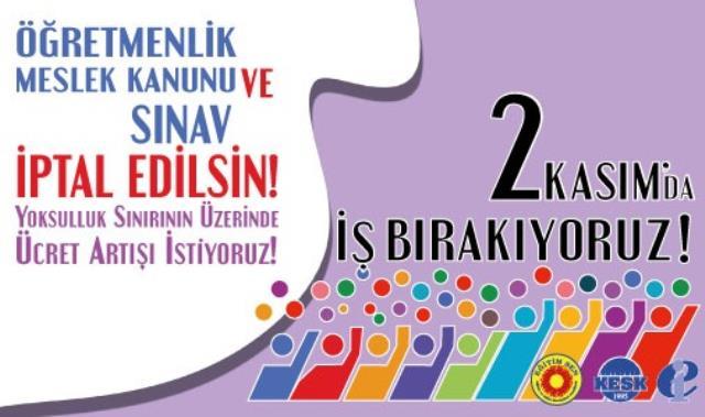 Öğretmenlik Meslek Kanunu'nun iptalini isteyen eğitim sendikaları, 2 Kasım'da greve gidiyor