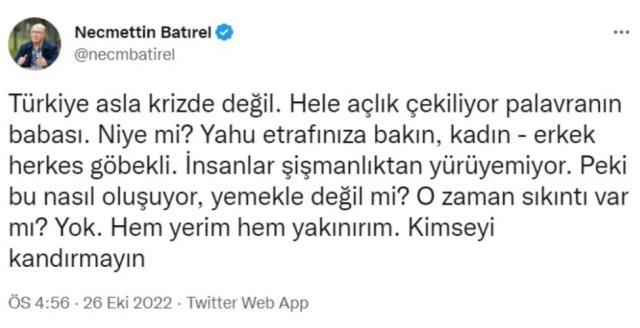 'Şakkadanak' çıkışıyla ünlü Batırel'den tartışma yaratan sözler: Türkiye asla krizde değil, kadın-erkek herkes göbekli