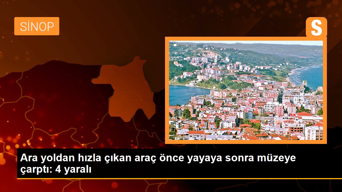Ara yoldan hızla çıkan araç önce yayaya sonra müzeye çarptı: 4 yaralı