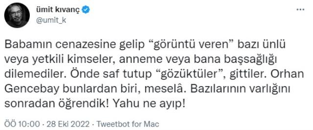 Halit Kıvanç'ın oğlundan babasının cenazesinde saf tutan Orhan Gencebay'a ağır suçlama