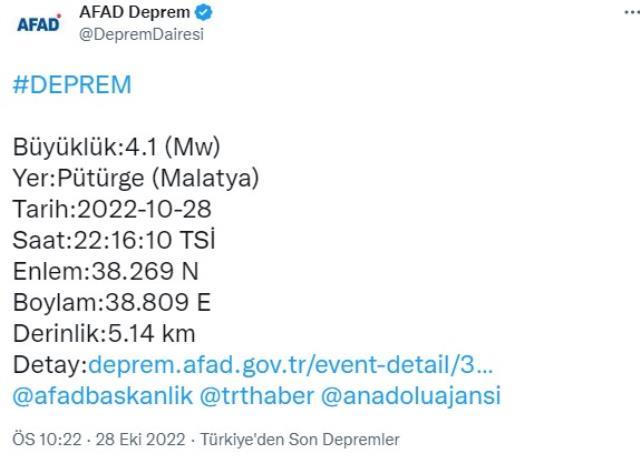 Malatya'da 4.1 şiddetinde deprem oldu Malatya'da 4.1 şiddetinde deprem oldu