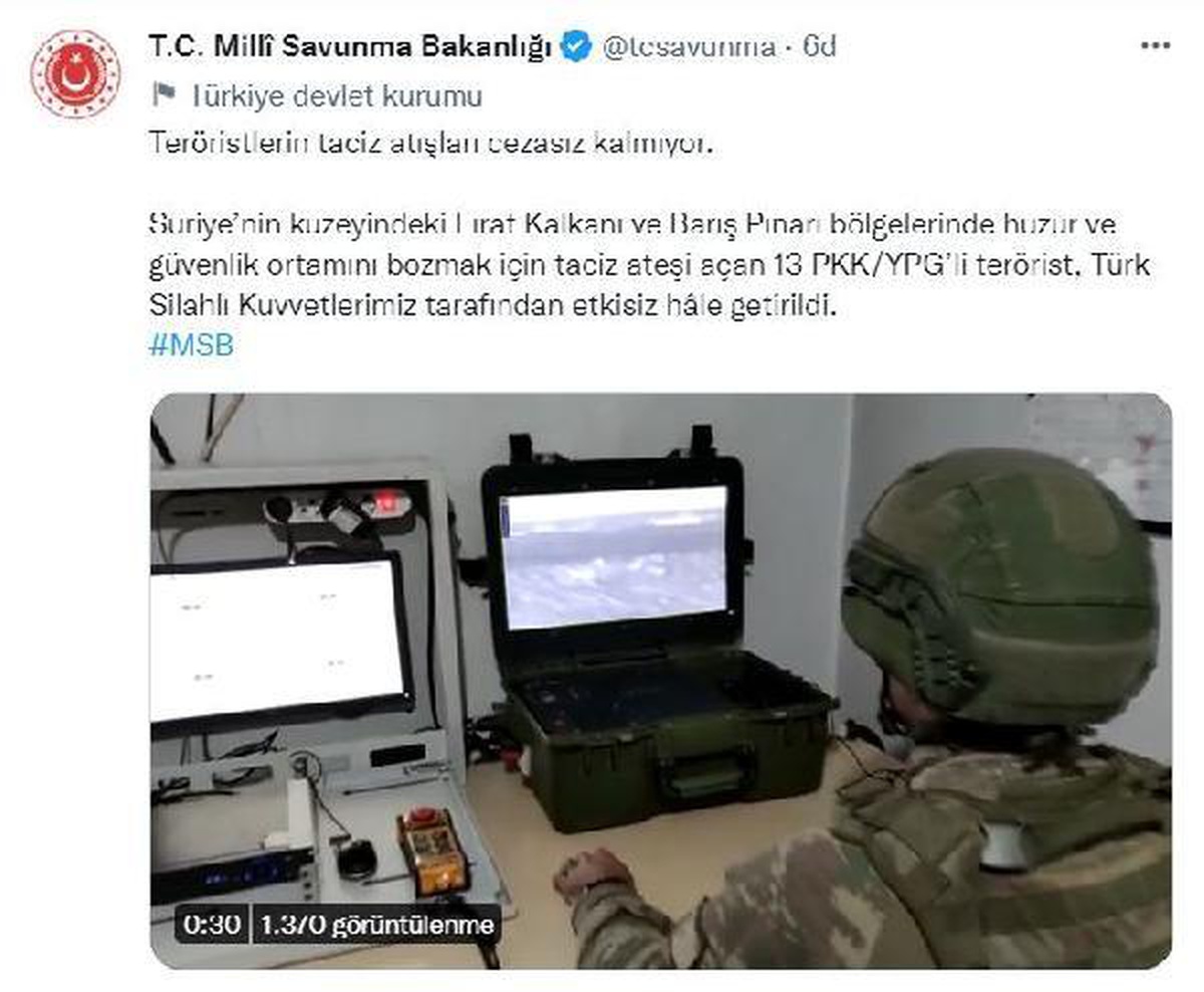 MSB: 13 PKK/YPG\'li terörist etkisiz hale getirildi