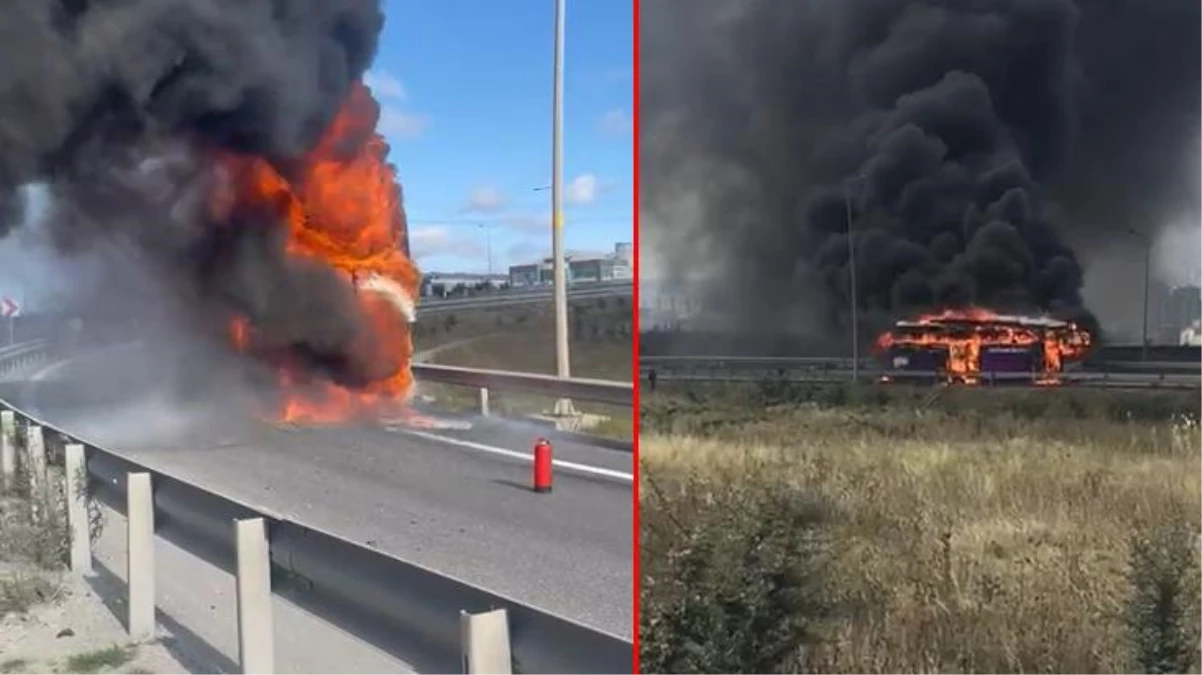 Batman\'dan İstanbul\'a gelen yolcu otobüsü cayır cayır yandı! Yolcular, otobüste yangın tüpü olmamasına isyan etti