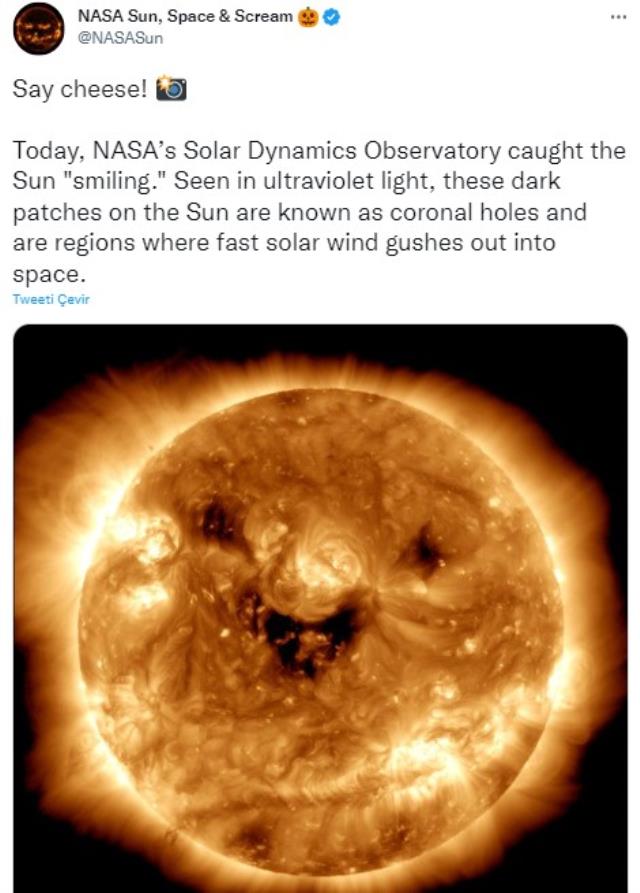 NASA'dan heyecanlandıran fotoğraf! Güneş'i gülümserken yakaladılar NASA'dan heyecanlandıran fotoğraf! Güneş'i gülümserken yakaladılar