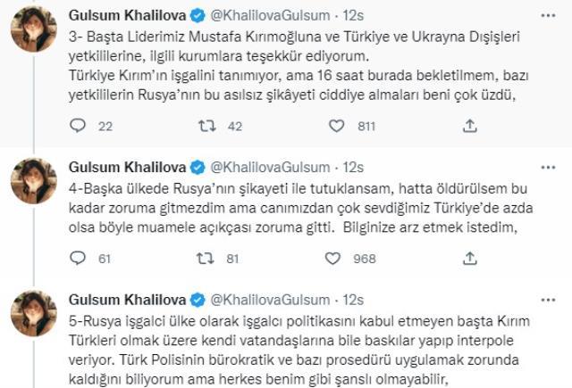 Rusya'nın şikayetiyle İstanbul'da gözaltına alınan Gülsüm Khalilova, Twitter'dan veryansın etti: 16 saat tuttular