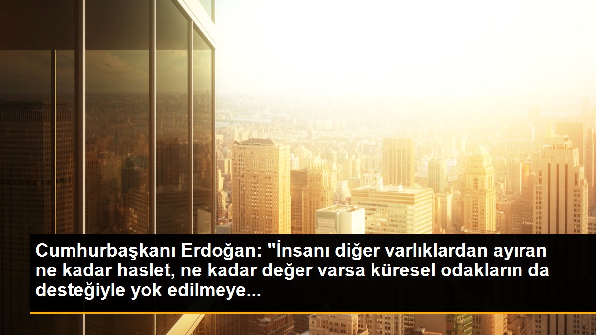 Cumhurbaşkanı Erdoğan: "İnsanı diğer varlıklardan ayıran ne kadar haslet, ne kadar değer varsa küresel odakların da desteğiyle yok edilmeye...