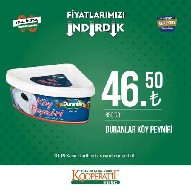 Tarım Kredi marketlerinde yeni indirim kampanyası! İşte fiyatı düşen ürünler Tarım Kredi marketlerinde yeni indirim kampanyası! İşte fiyatı düşen ürünler
