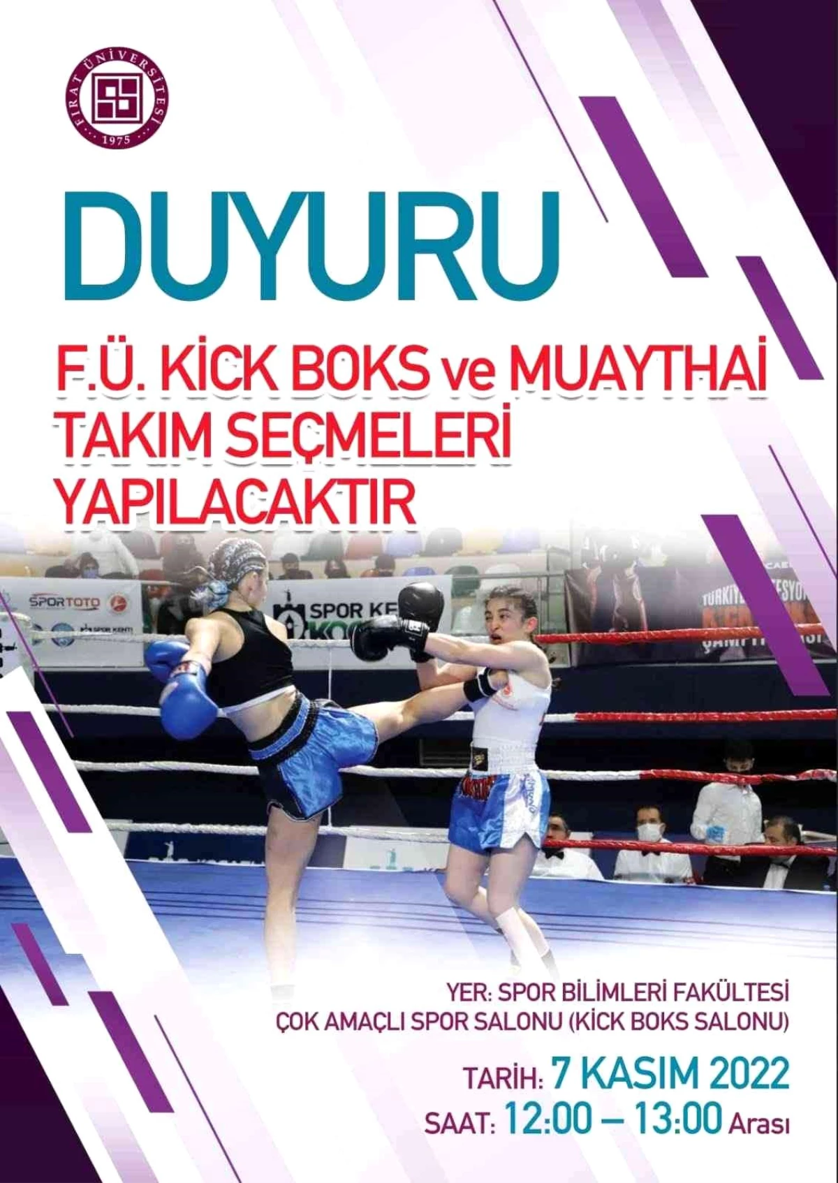 Fırat Üniversitesi kick boks ve muaythai takım seçmeleri yapacak