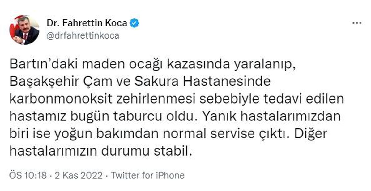 İSTANBUL\'DA TEDAVİ GÖREN MADEN İŞÇİSİ TABURCU EDİLDİ.