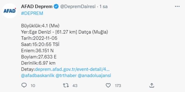 Ege'de 4,1 ve 3,7 büyüklüğünde iki deprem daha yaşandı