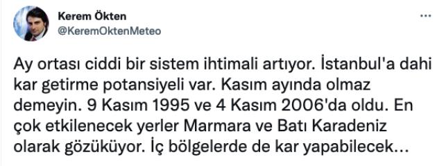 İstanbul için kar uyarısı! Kasım ayı ortasını işaret eden meteorolojik kaynaklar 9 Kasım 1995 ve 4 Kasım 2006'yı hatırlattı İstanbul için kar uyarısı! Kasım ayı ortasını işaret eden meteorolojik kaynaklar 9 Kasım 1995 ve 4 Kasım 2006'yı hatırlattı