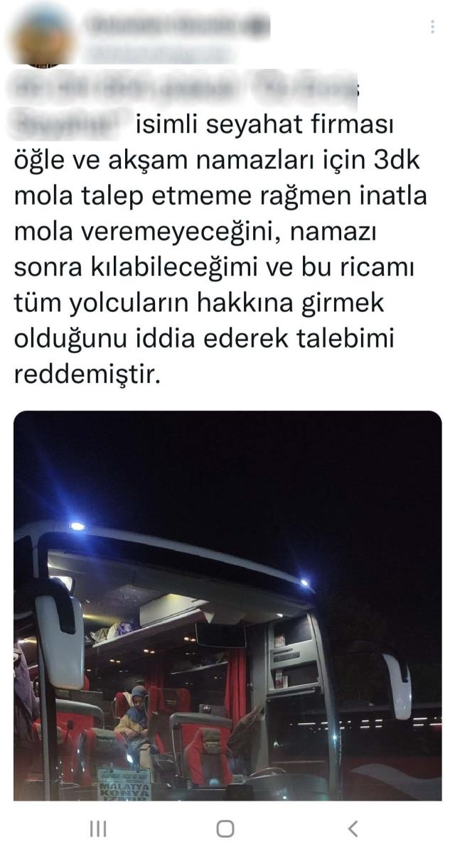 Yolcunun namaz molası talebi tartışma yarattı! Otobüs firmasının açıklaması ortalığı daha da karıştırdı