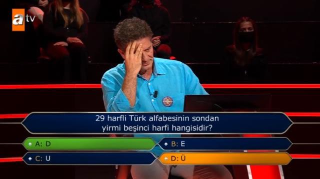 Kim Milyoner Olmak İster'de yarışmacının elendiği alfabe sorusu gündem oldu Kim Milyoner Olmak İster'de yarışmacının elendiği alfabe sorusu gündem oldu