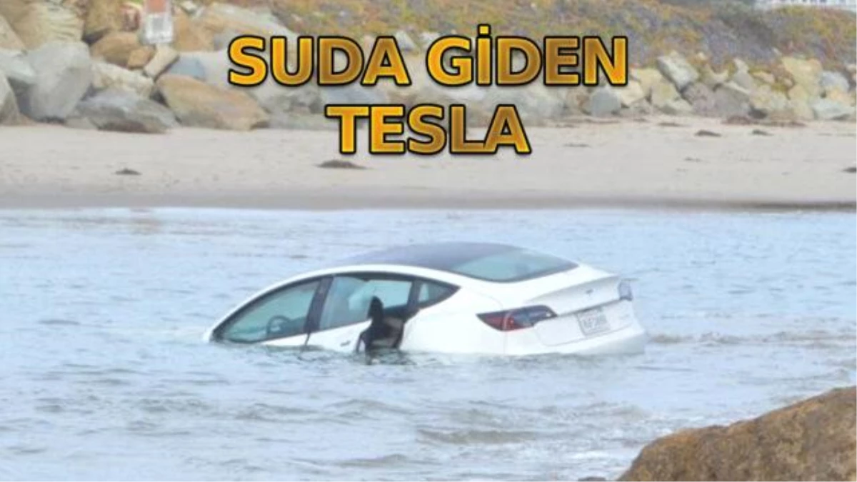 Sahile vurmuş Tesla, sosyal medyada viral oldu!