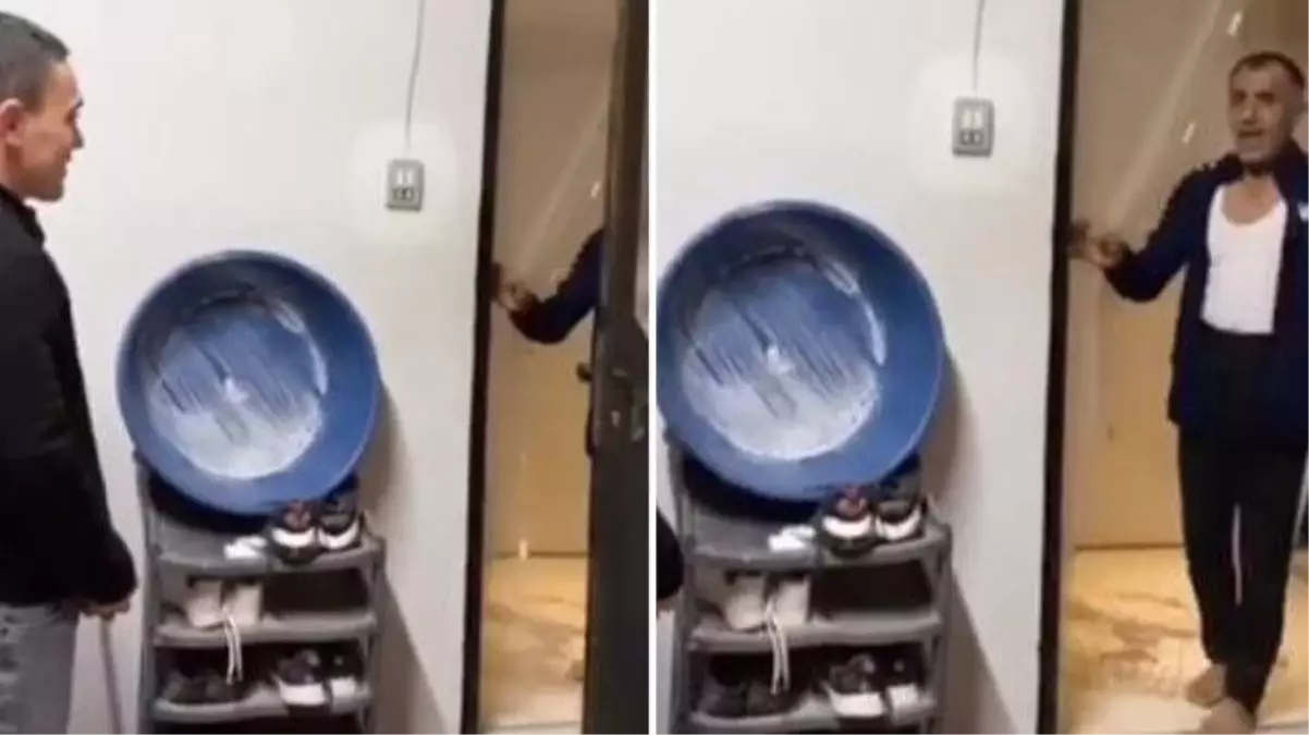 Asker olan oğlunu bir anda karşısında gören baba yürekleri ağza getirdi