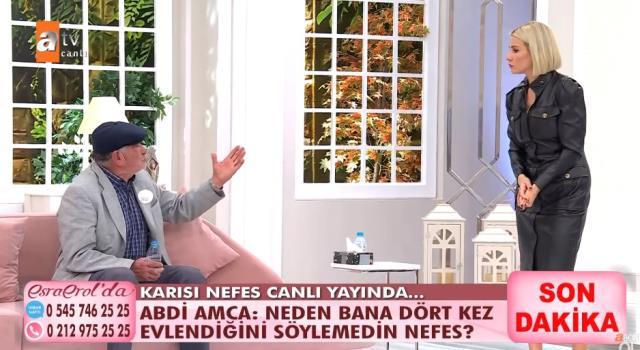 27 yaş küçük eşinin daha önceki evliliklerini öğrenen yaşlı adam, Esra Erol'da programında sinir krizi geçirdi