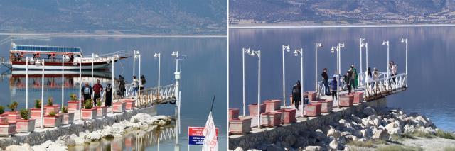 Burdur Gölü can çekişiyor! 5 yıl önce su içinde olan iskele ise gölden 18 metre uzaklaştı