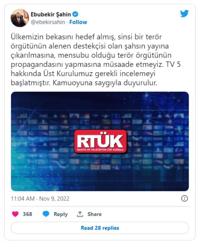 RTÜK, firari FETÖ'cü Hakan Şükür'ü yayına çıkaran TV5 kanalı hakkında inceleme başlattı