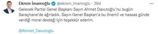 Ahmet Davutoğlu'ndan İBB'ye ziyaret! İmamoğlu'nun mesajındaki detay dikkat çekti Ahmet Davutoğlu'ndan İBB'ye ziyaret! İmamoğlu'nun mesajındaki detay dikkat çekti