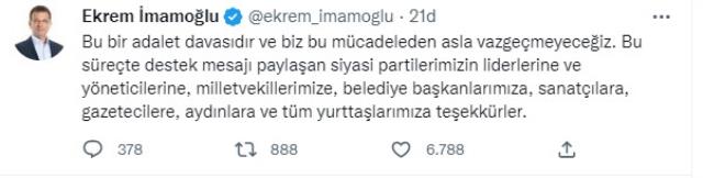 İmamoğlu'ndan dava sonrası ilk açıklama İmamoğlu'ndan dava sonrası ilk açıklama