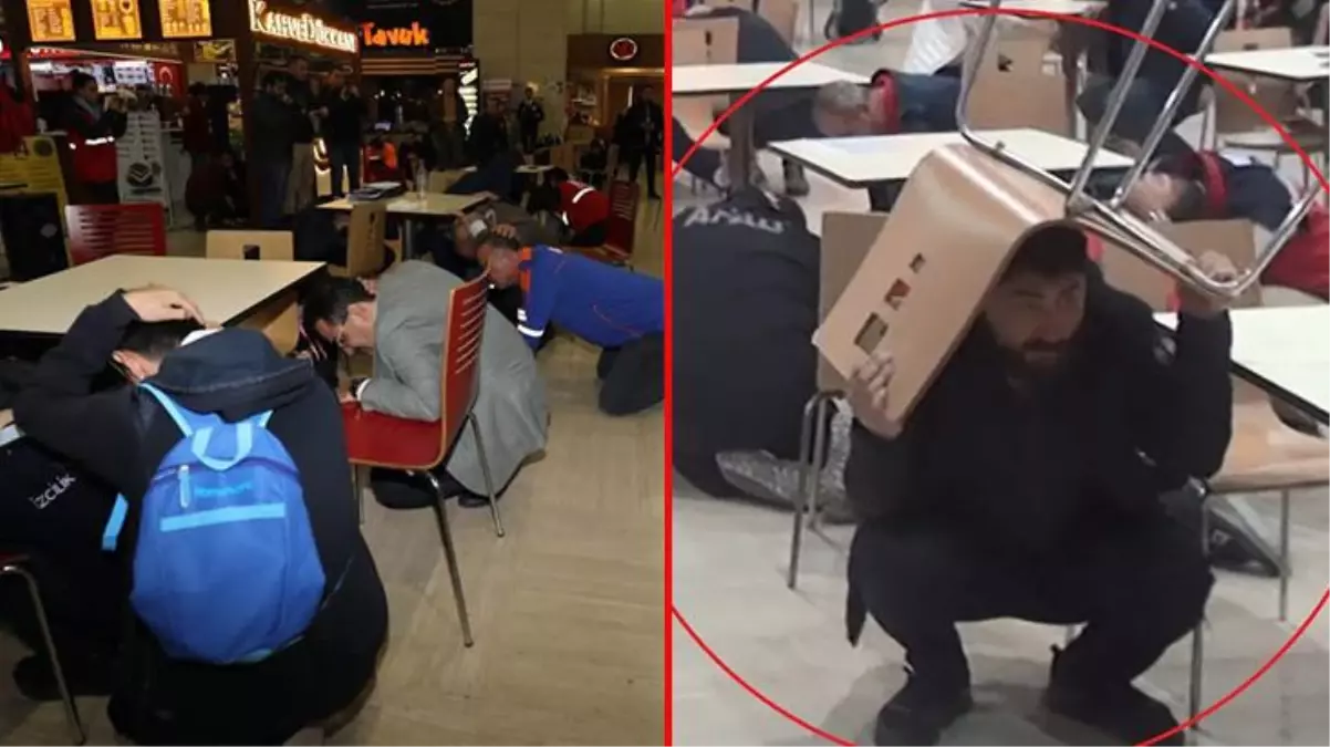 Deprem tatbikatından ilginç kareler! Ne yaptıklarını kimse anlayamadı