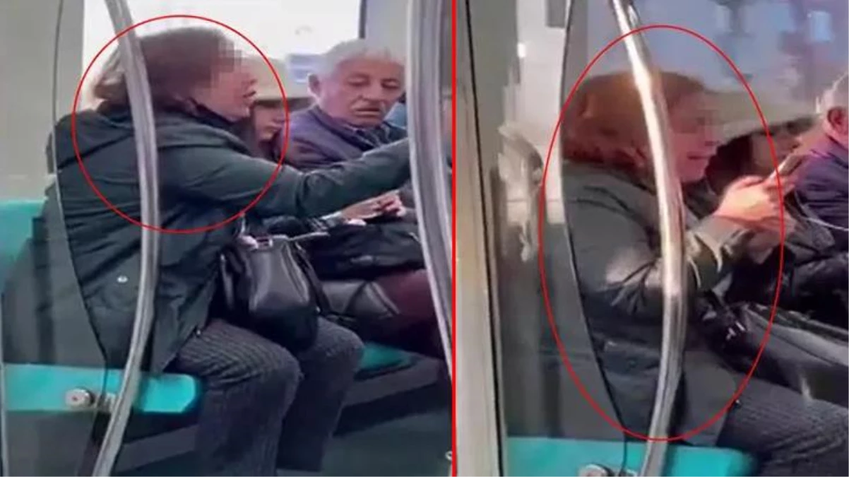 Marmaray\'da çöp kavgası! Gelen tepkilerle başa çıkamayan kadın bir umut telefona sarıldı: Buraya Erdoğan gelecek