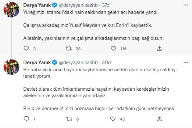Bakan Yanık, acı haberi sosyal medyadan duyurdu: Arkadaşımızı ve kızını hain saldırıda kaybettik Bakan Yanık, acı haberi sosyal medyadan duyurdu: Arkadaşımızı ve kızını hain saldırıda kaybettik