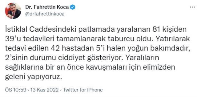 İstiklal Caddesi'nde bombalı saldırı: 6 ölü, 81 yaralı