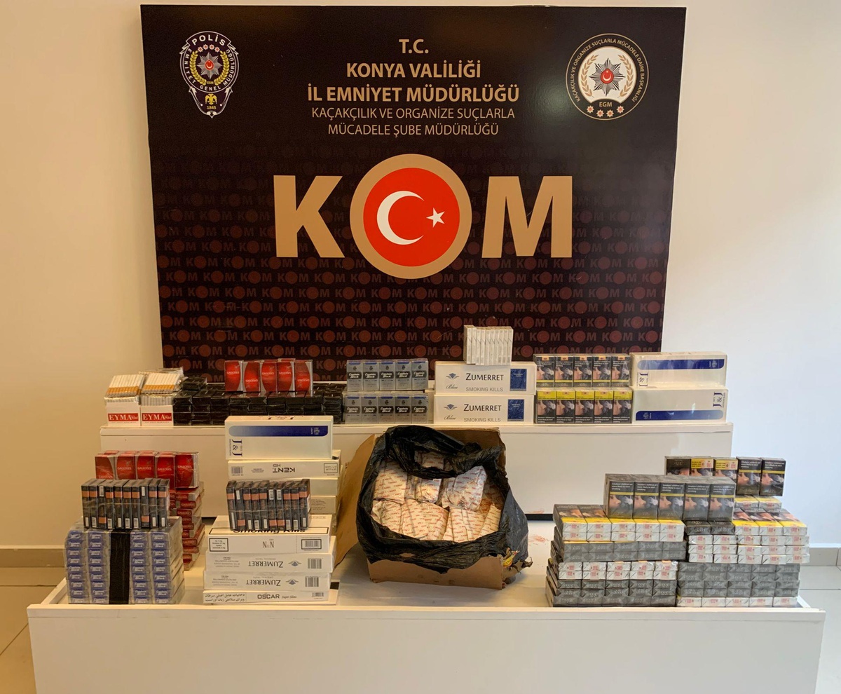 Konya\'da gümrük kaçağı tütün ve sigara ele geçirildi