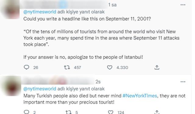 New York Times'ın İstiklal Caddesi'ndeki bombalı saldırının haberini verme şekli tepkilere sebep oldu New York Times'ın İstiklal Caddesi'ndeki bombalı saldırının haberini verme şekli tepkilere sebep oldu