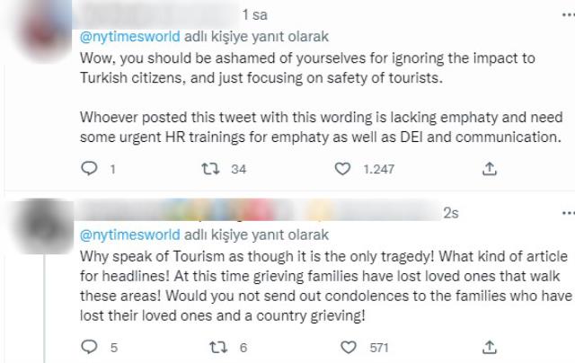 New York Times'ın İstiklal Caddesi'ndeki bombalı saldırının haberini verme şekli tepkilere sebep oldu New York Times'ın İstiklal Caddesi'ndeki bombalı saldırının haberini verme şekli tepkilere sebep oldu