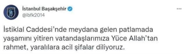 Spor camiasından Taksim'deki bombalı saldırı sonrası geçmiş olsun mesajları Spor camiasından Taksim'deki bombalı saldırı sonrası geçmiş olsun mesajları