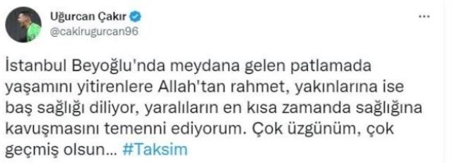 Taksim'deki bombalı saldırı sonrası spor camiası tek yürek! Paylaşımlar art arda geldi Taksim'deki bombalı saldırı sonrası spor camiası tek yürek! Paylaşımlar art arda geldi