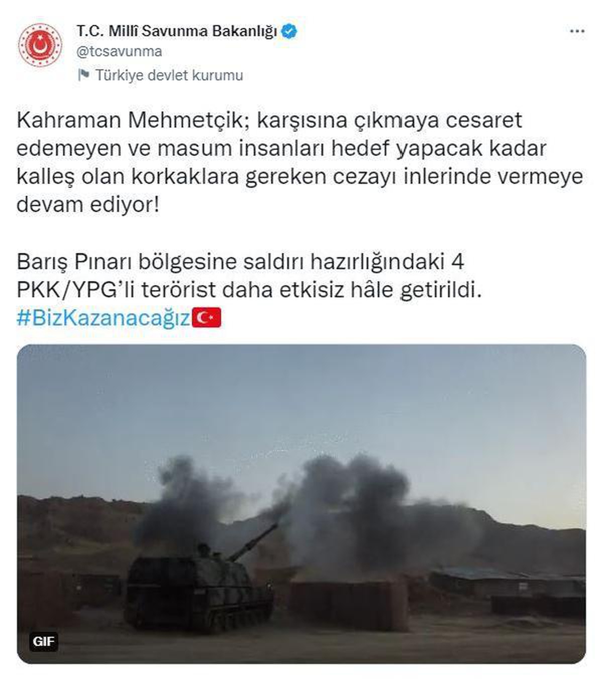 Barış Pınarı bölgesinde PKK/YPG\'li 4 terörist etkisiz hale getirildi