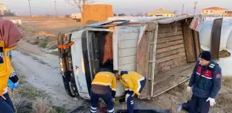 Aksaray'da devrilen kamyonun sürücüsü öldü, 1 kişi yaralandı
