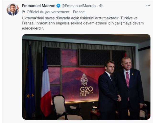 Macron, Cumhurbaşkanı Erdoğan ile fotoğraf paylaşıp, üzerine de Türkçe not düştü Macron, Cumhurbaşkanı Erdoğan ile fotoğraf paylaşıp, üzerine de Türkçe not düştü