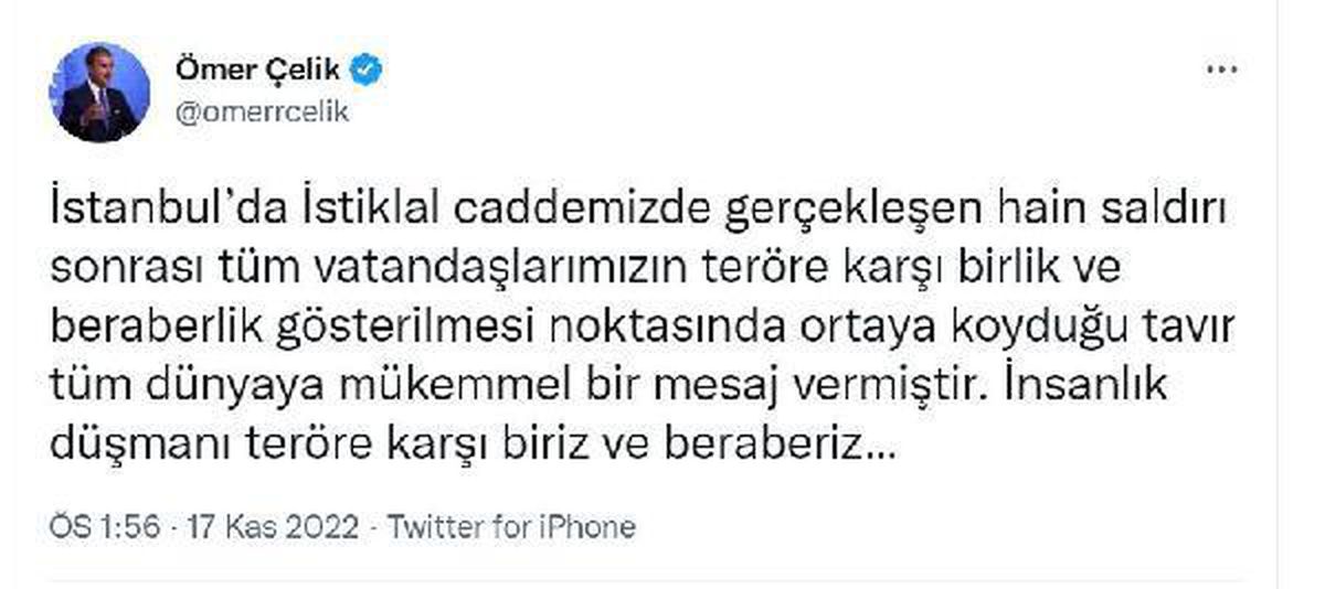 AK Parti Sözcüsü Çelik: "Teröre mazeret üreten yaklaşımlar ve tavırlar şuursuzluktur"