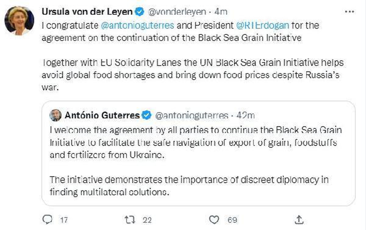 AB Komisyonu Başkanı von der Leyen, Guterres ve Cumhurbaşkanı Erdoğan\'ı kutladı