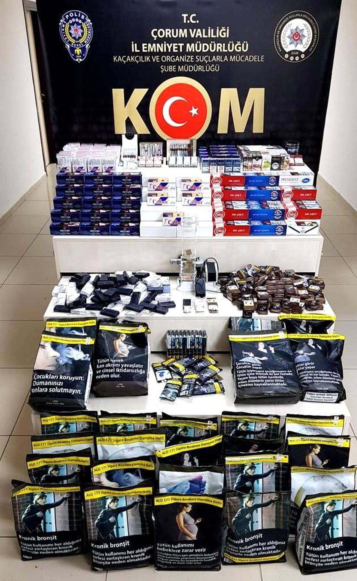 Çorum\'da 38 bin 800 adet kaçak makaron sigara ele geçirildi